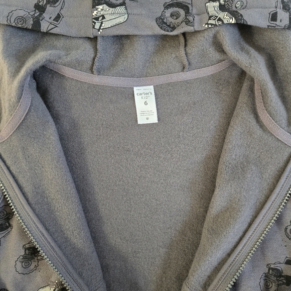 Carter's monster truck zip up hoodie for boys sz 6 NWOT - Picture 2 of 5